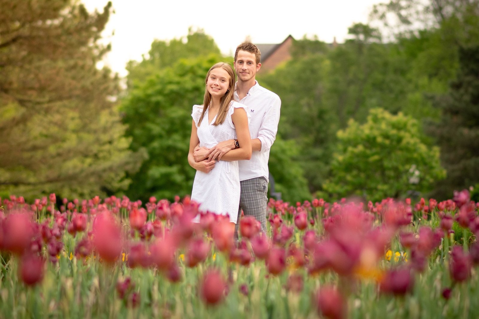 Couple in tulip field