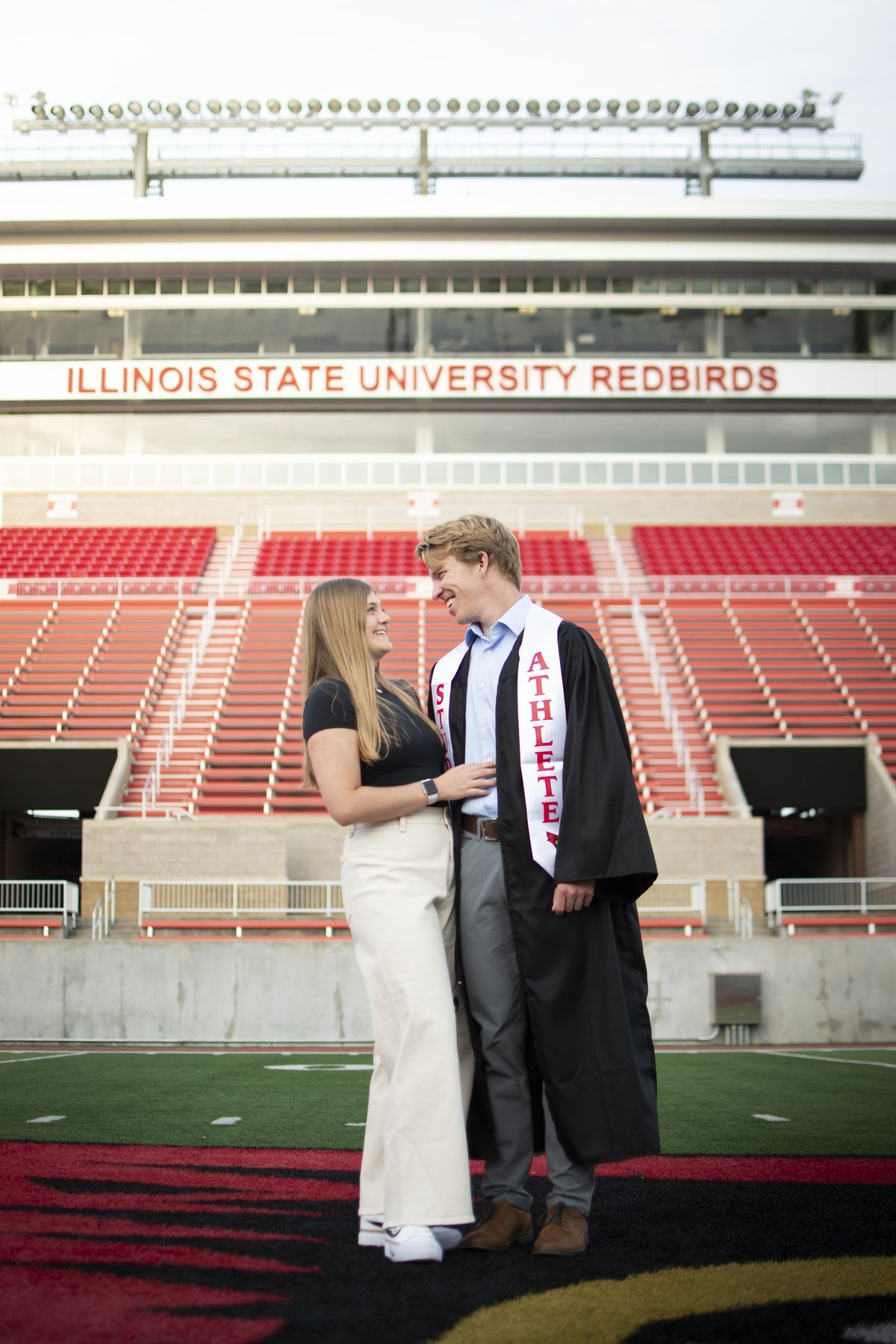Couple at Illinois State University stadium